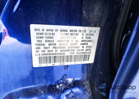2013 Honda Fit from USA, damaged, VIN JHMGE8H3XDC059606